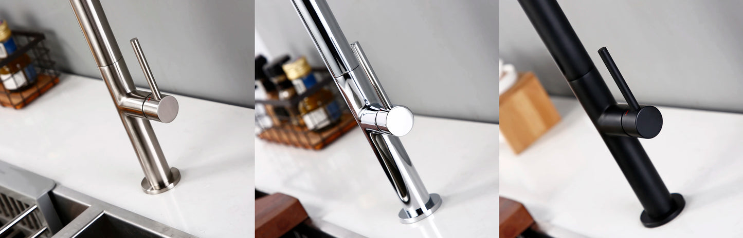 Messing Küchenarmatur in Gebürstetem Gold mit 360° Rotation und Ausziehbarem Auslauf - Unique Outlet