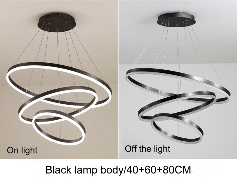 Moderne LED-Ring-Pendelleuchten, Goldenes, kreatives Aluminiumkreis-Pendelleuchte für Wohnzimmer, Restaurant und Zuhause - Unique Outlet