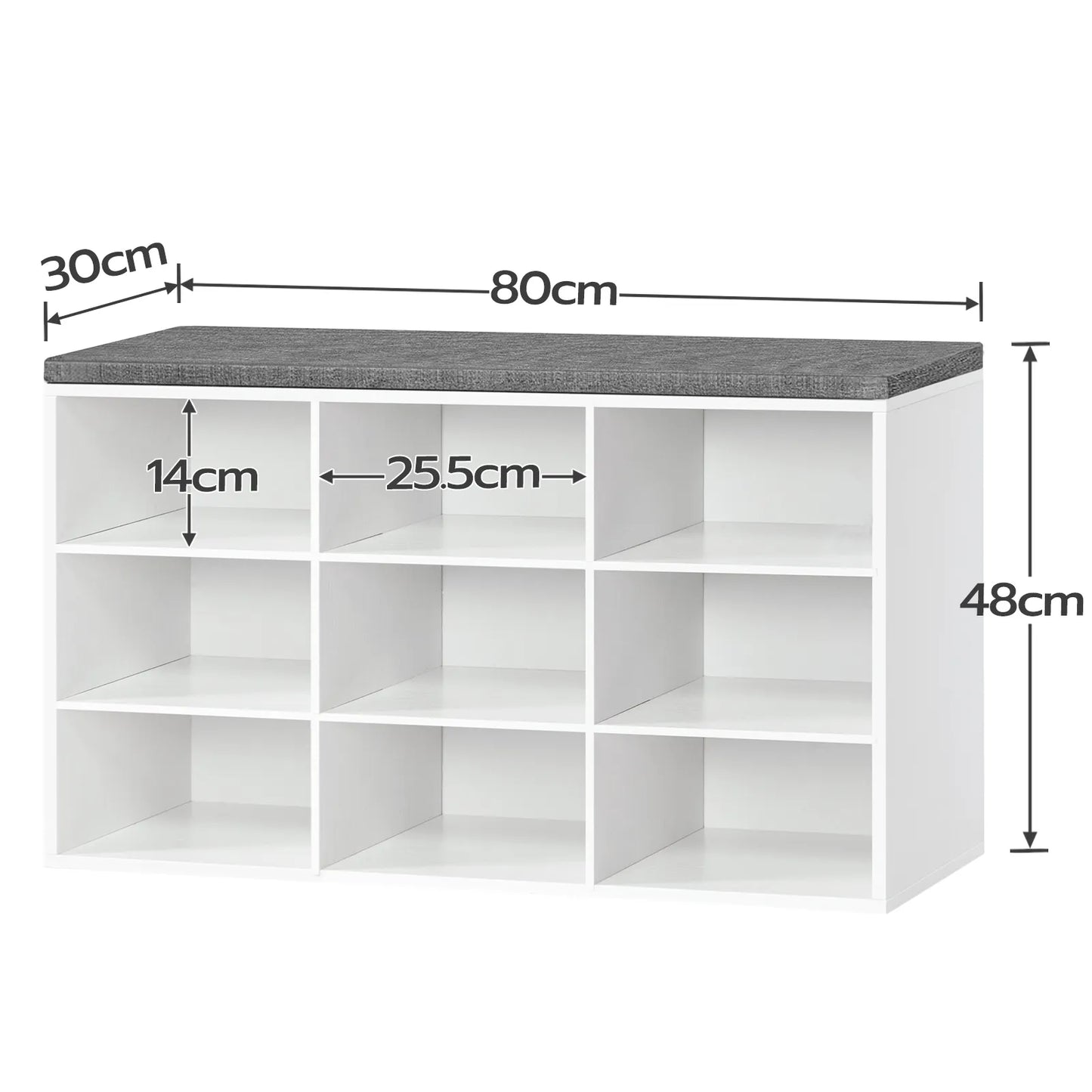 Moderner Garderobenschuhregal-Set mit Gepolsterter Sitzbank und Wandgarderobe, 9 Fächer & Haken, in Weiß - Unique Outlet