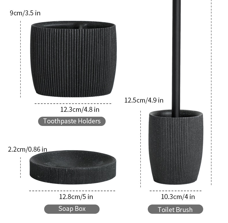 Schwarzes Badezimmer Zubehör Sets mit Seifenspender Zahnbürstenhalter Becher Seifenschale Mundwasser Cup Toilettenbürstenhalter - Unique Outlet