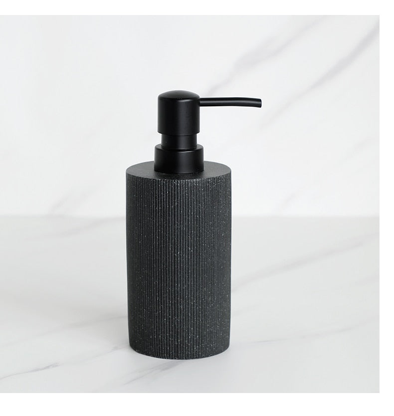 Schwarzes Badezimmer Zubehör Sets mit Seifenspender Zahnbürstenhalter Becher Seifenschale Mundwasser Cup Toilettenbürstenhalter - Unique Outlet