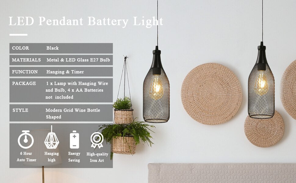 Kabellose Hängelampe aus Metall - batteriebetrieben - Unique Outlet