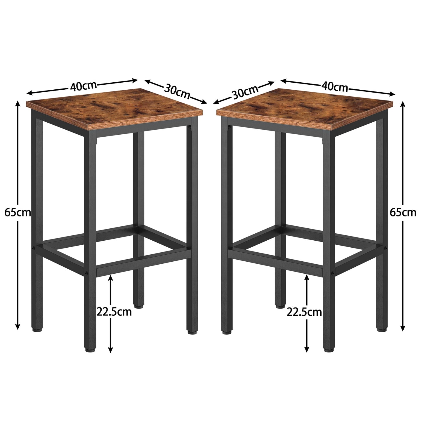 Barhocker Set aus 2 Barstühlen mit Fußstütze - Unique Outlet