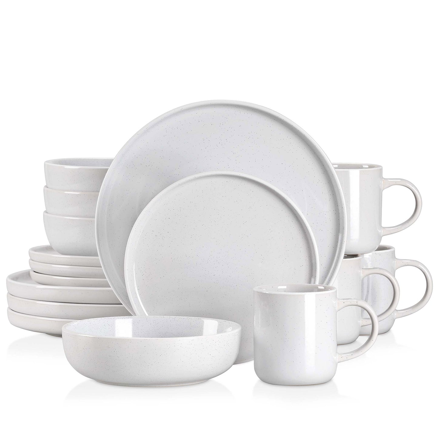 16/32/48 teiliges weißes Stoneware-Set mit Sesame Glaze Ceramic Dinnerware-Set - Unique Outlet