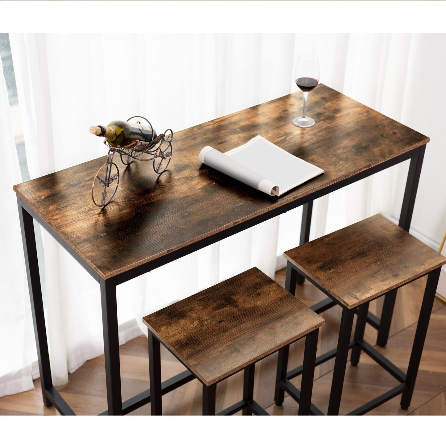 Barhocker Set aus 2 Barstühlen mit Fußstütze - Unique Outlet
