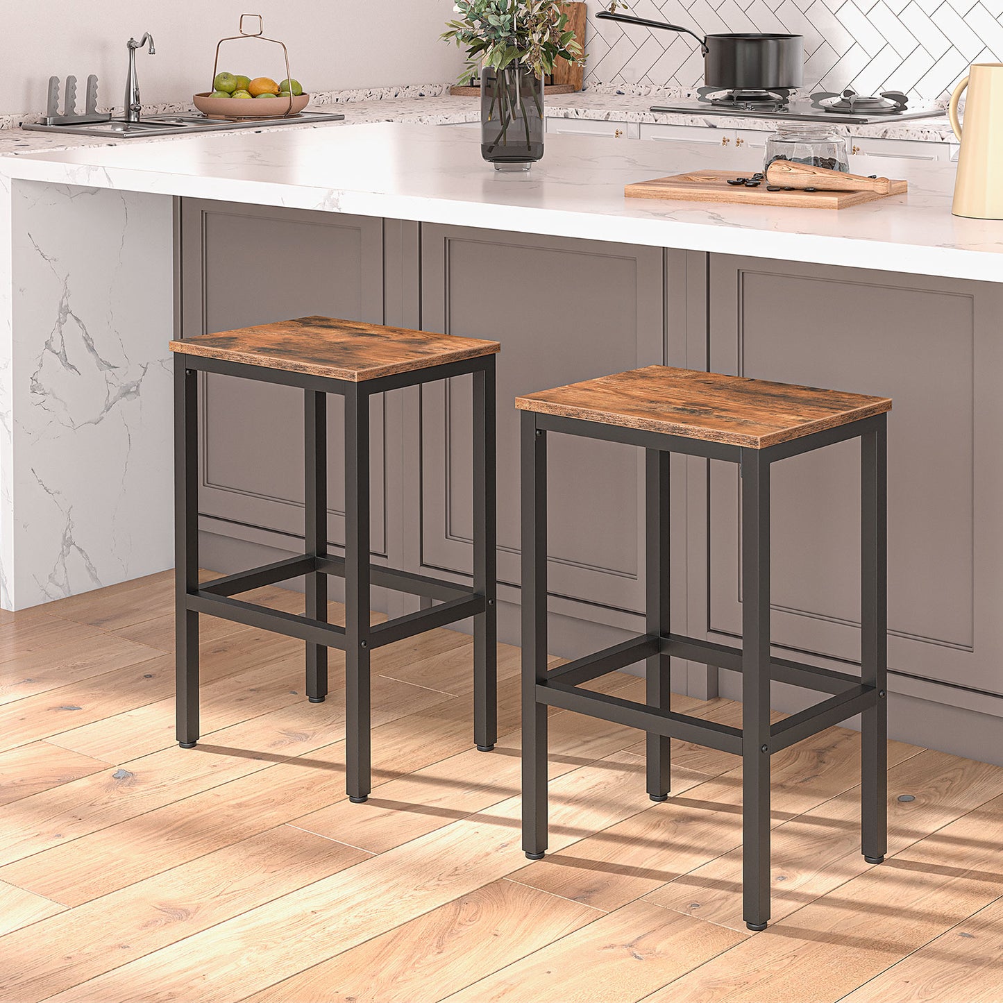 Barhocker Set aus 2 Barstühlen mit Fußstütze - Unique Outlet