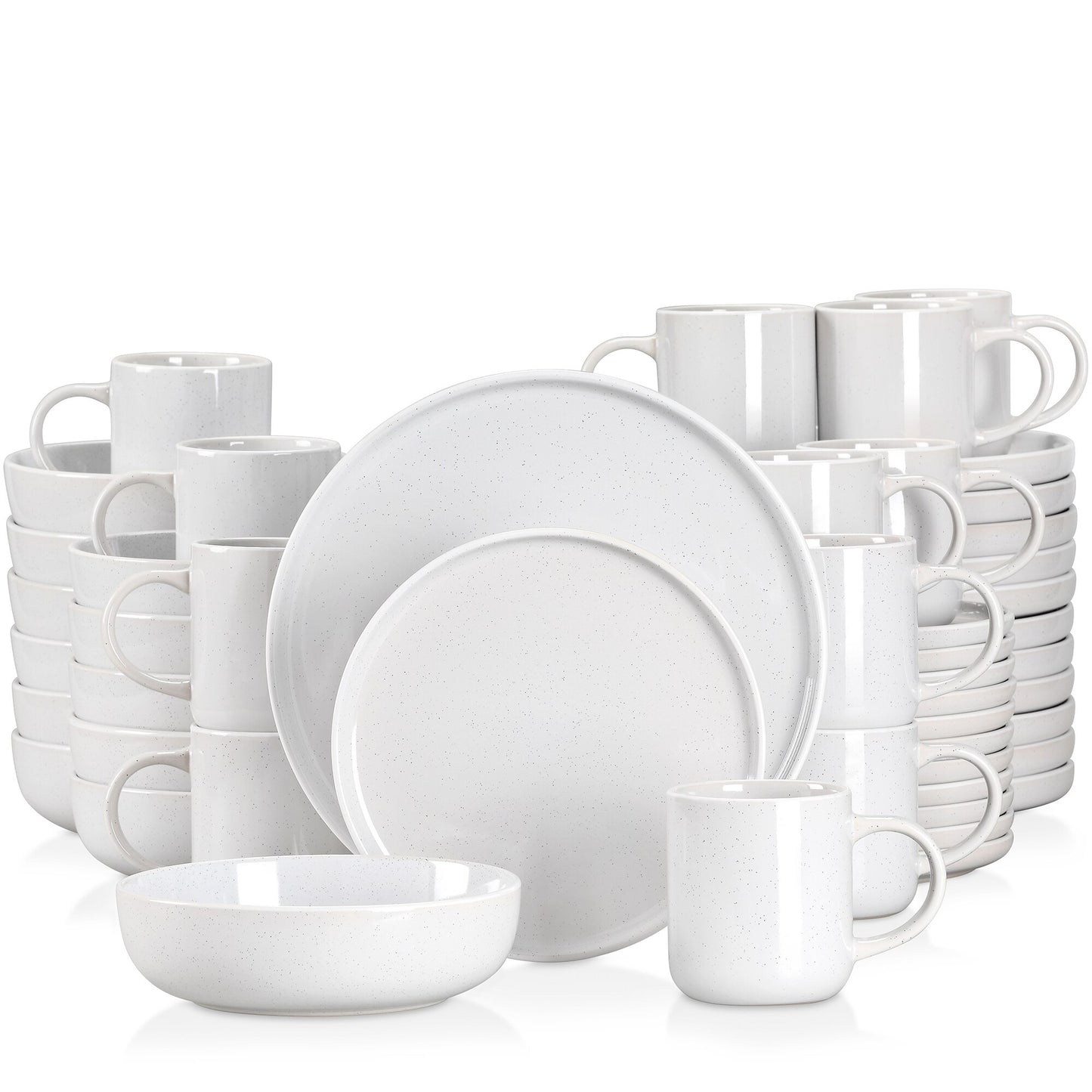 16/32/48 teiliges weißes Stoneware-Set mit Sesame Glaze Ceramic Dinnerware-Set - Unique Outlet