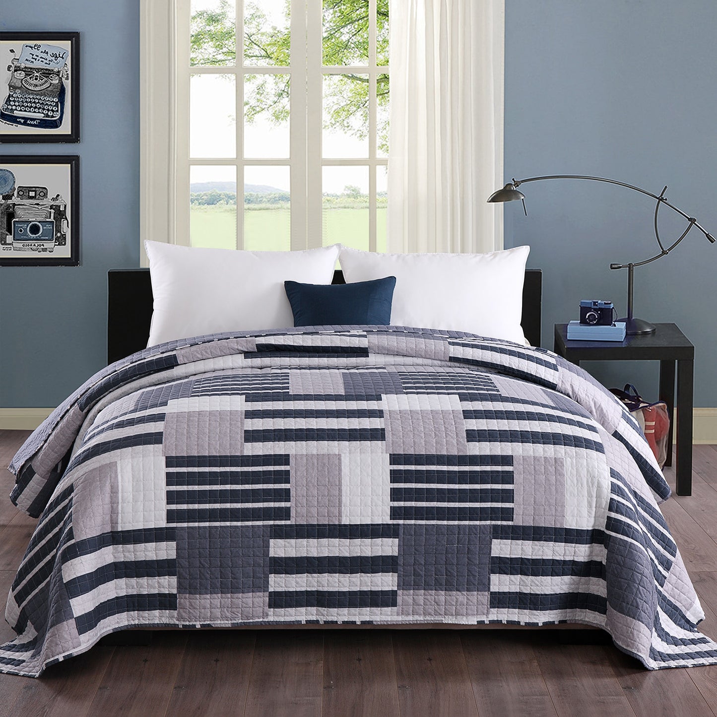 Bettüberwurf Steppdecke Doppelt Gepolstert in Wendemuster, 150x220cm, 1.1kg, Heimtextilien - Unique Outlet