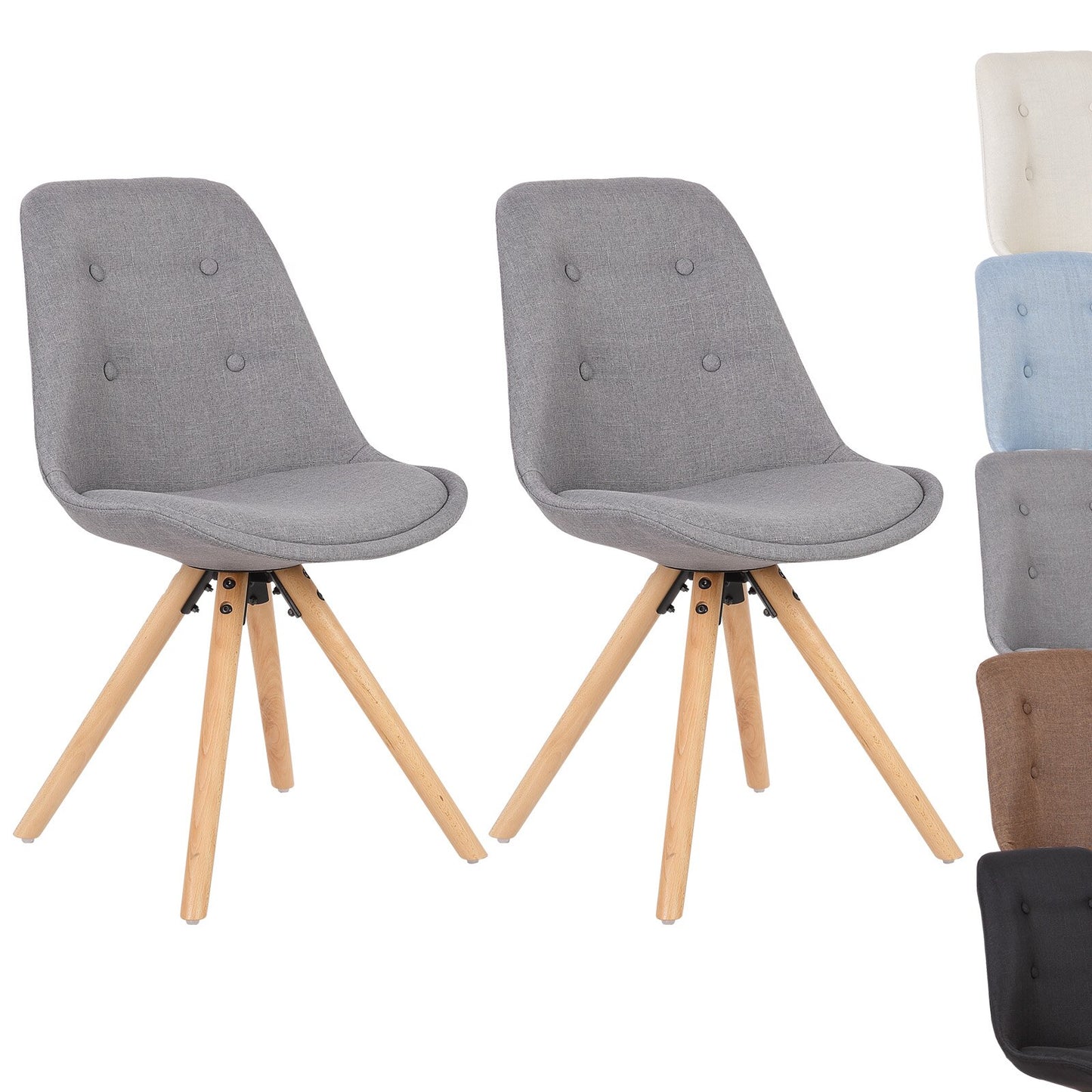 2er Set Nordic Frühstück Essstühle Küchenhocker mit Rückenlehne, weich gepolsterter Sitz und Beine aus massivem Holz für Esszimmer und Wohnzimmer - Unique Outlet