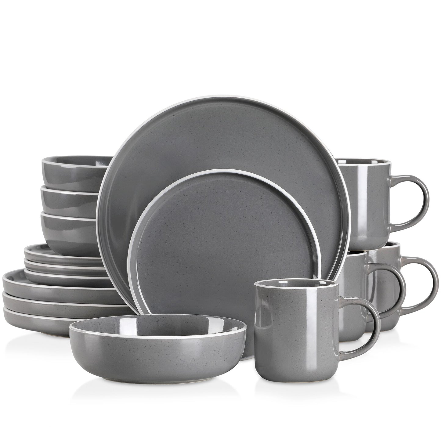 16/32/48 teiliges weißes Stoneware-Set mit Sesame Glaze Ceramic Dinnerware-Set - Unique Outlet