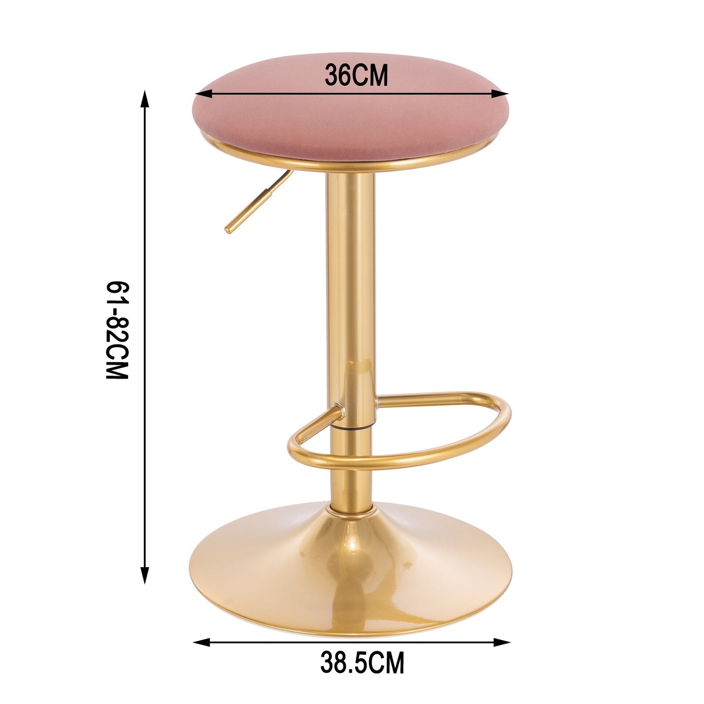 360° Drehbarer Barhocker mit Fußstütze und höhenverstellbarem Sitz - Moderner Samthocker für Küche, Bar, Bistro und Café - Unique Outlet