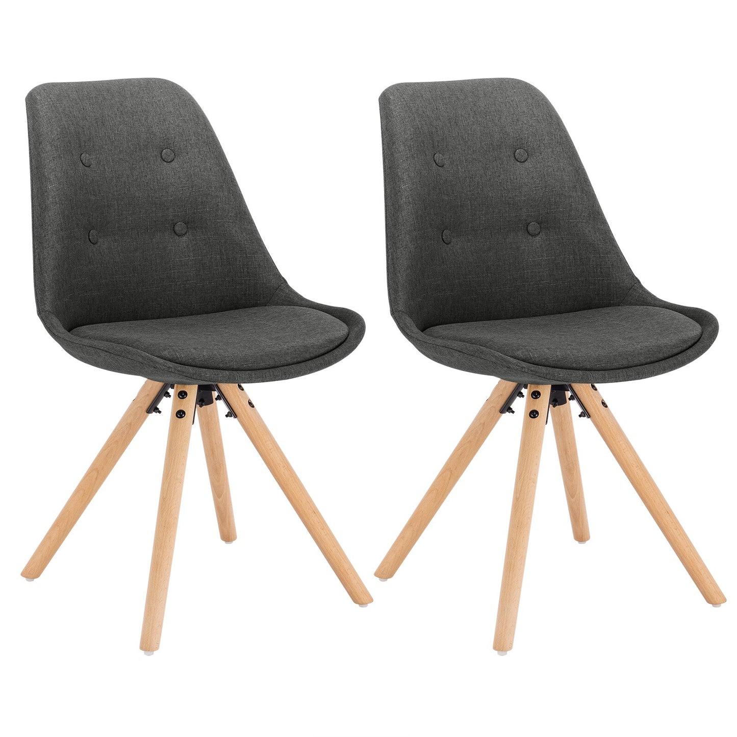 2er Set Nordic Frühstück Essstühle Küchenhocker mit Rückenlehne, weich gepolsterter Sitz und Beine aus massivem Holz für Esszimmer und Wohnzimmer - Unique Outlet