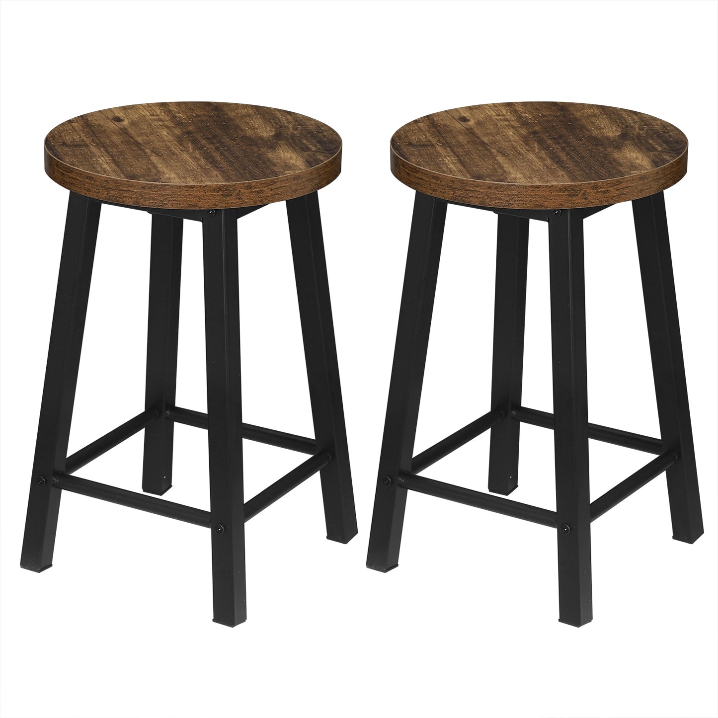 2-teiliges Set Vintage-Stil Esszimmerstühle aus Metall und Verbundholz, Küchenstühle im Retro-Industriedesign für Zuhause und Wohnzimmer - Unique Outlet