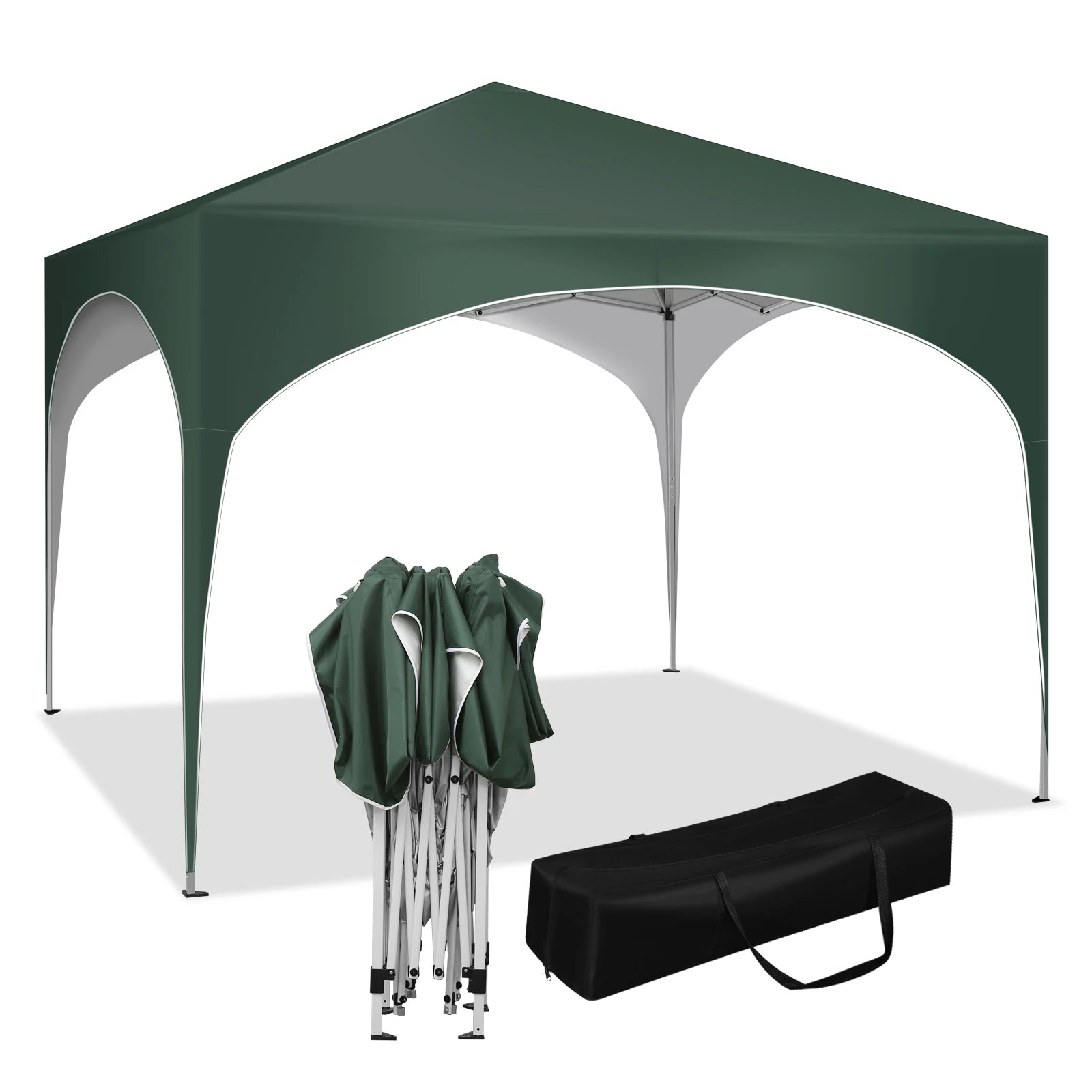 3x3m Gartenpavillon Partyzelt - Pop-Up Pavillon mit Halbkreis-Dach für Outdoor-Märkte, Wasserdicht und Faltbar - Unique Outlet