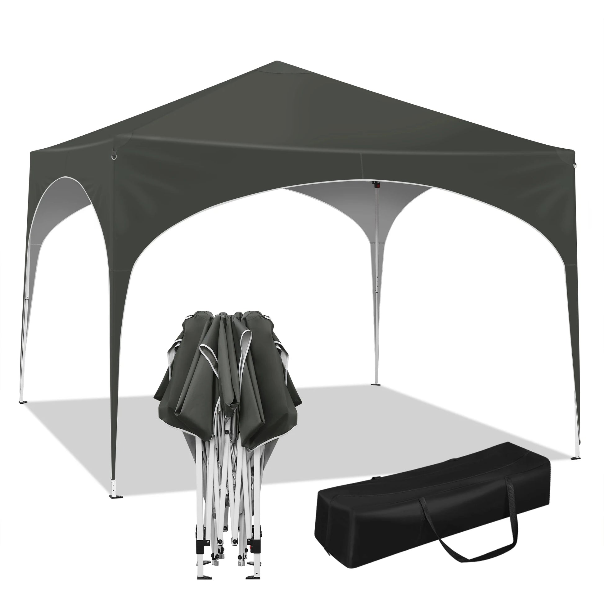 3x3m Gartenpavillon Partyzelt - Pop-Up Pavillon mit Halbkreis-Dach für Outdoor-Märkte, Wasserdicht und Faltbar - Unique Outlet