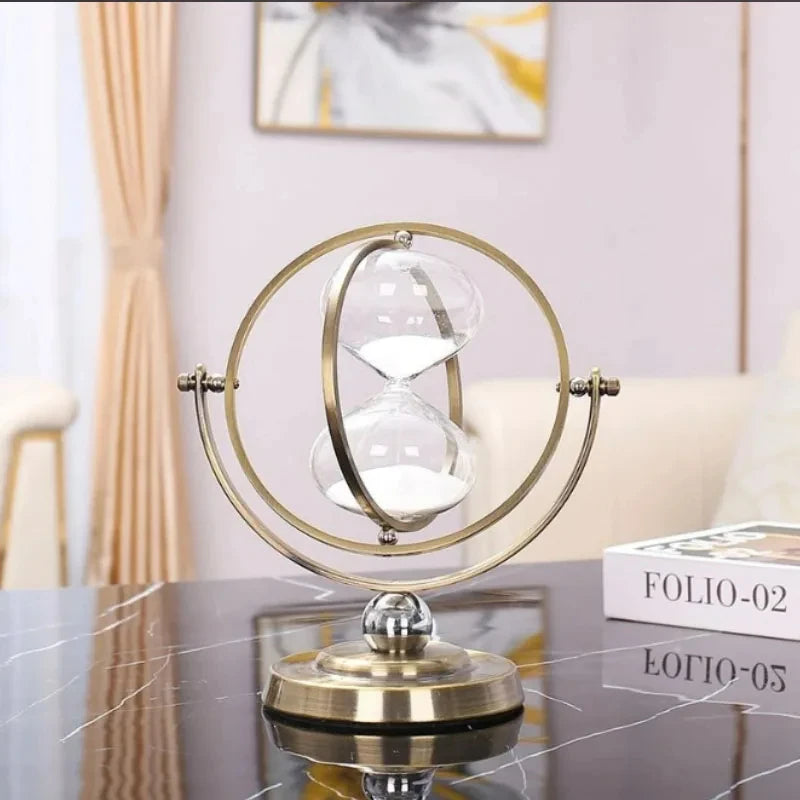 Luxuriöse Globus Sanduhr – Retro-Stil Sandglas mit Drehfunktion, Nordic-Design, ideal für Büro und Zuhause - Unique Outlet