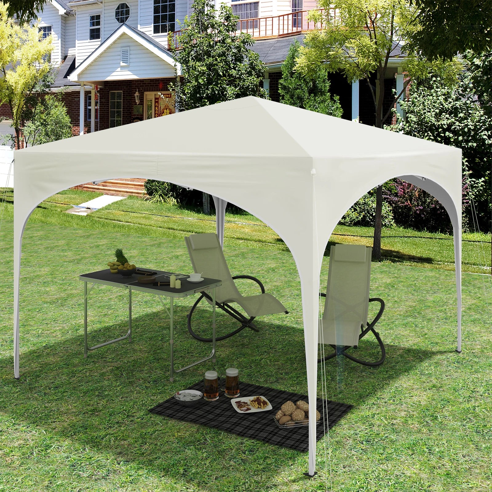 3x3m Gartenpavillon Partyzelt - Pop-Up Pavillon mit Halbkreis-Dach für Outdoor-Märkte, Wasserdicht und Faltbar - Unique Outlet