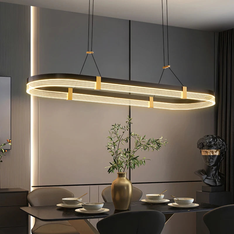 Kreative Persönlichkeits-Designer-Lampe für Restaurants – Moderner minimalistischer Kronleuchter für lange Esstische in Küchen und Esszimmern - Unique Outlet