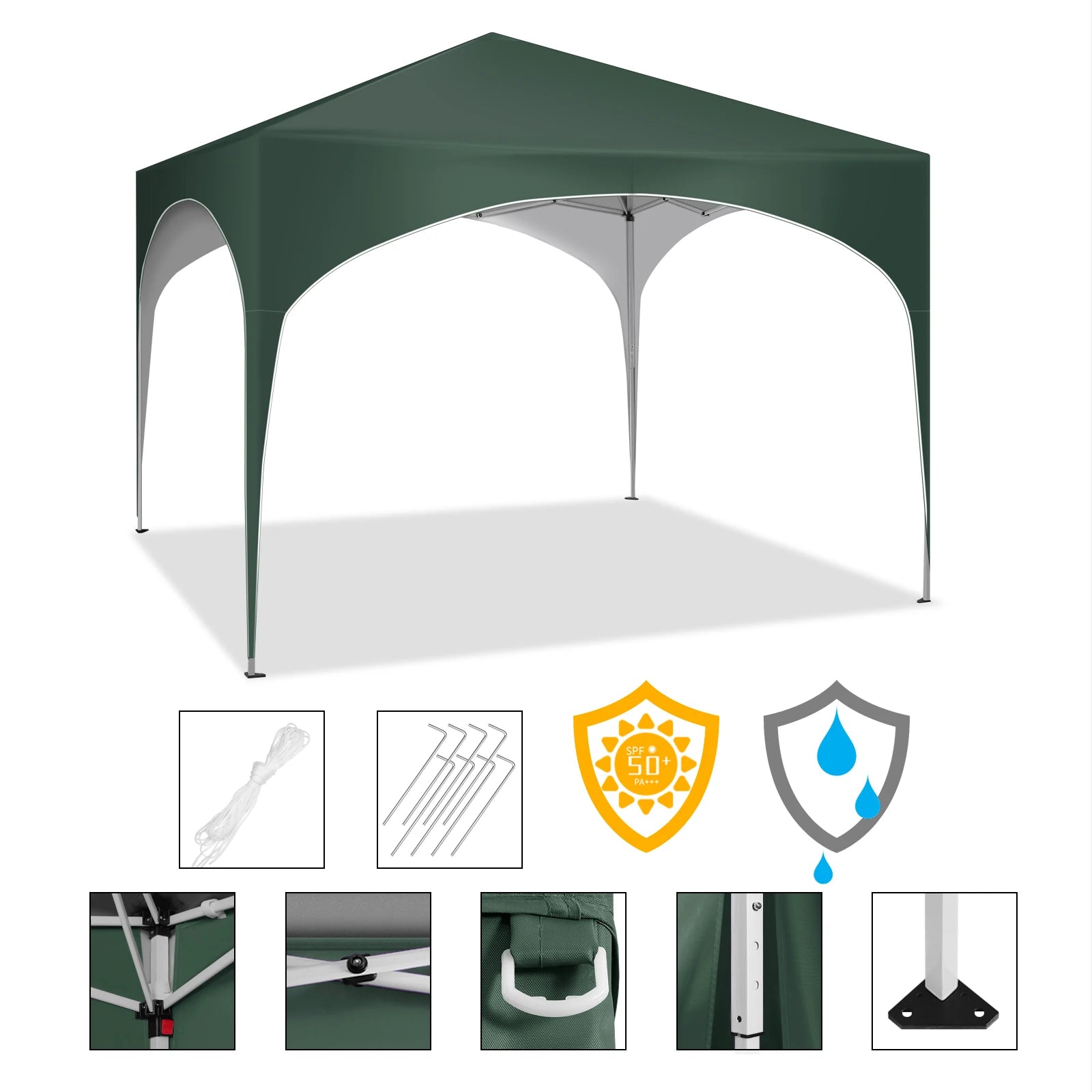 3x3m Gartenpavillon Partyzelt - Pop-Up Pavillon mit Halbkreis-Dach für Outdoor-Märkte, Wasserdicht und Faltbar - Unique Outlet
