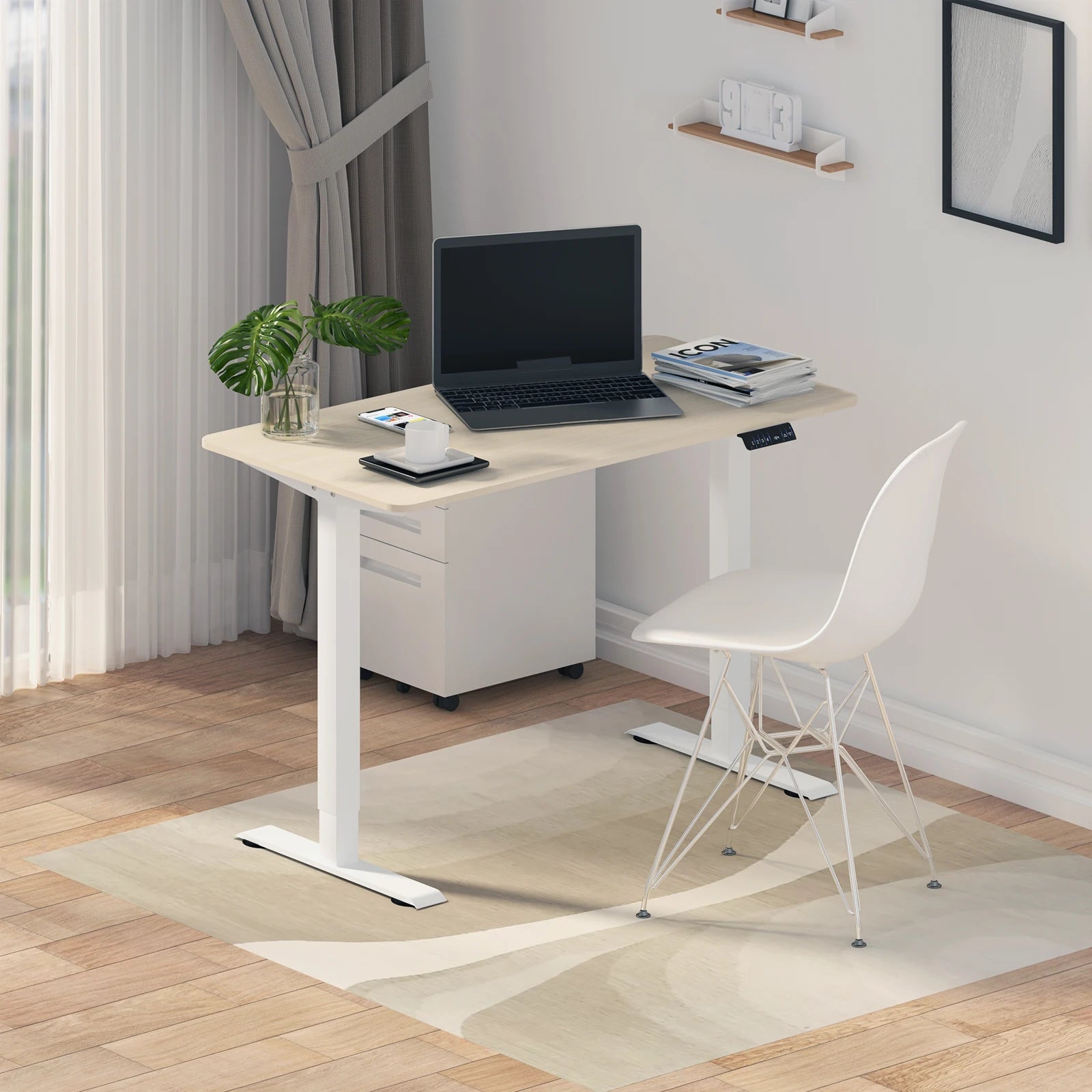 Elektrisch Höhenverstellbarer Schreibtisch mit Stahlrahmen und 2 Motoren - Antikollision, mit Speicherfunktion für Zuhause - Unique Outlet