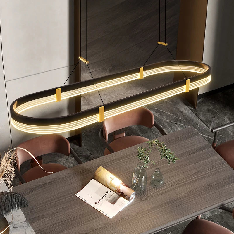 Kreative Persönlichkeits-Designer-Lampe für Restaurants – Moderner minimalistischer Kronleuchter für lange Esstische in Küchen und Esszimmern - Unique Outlet