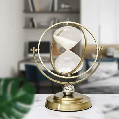 Luxuriöse Globus Sanduhr – Retro-Stil Sandglas mit Drehfunktion, Nordic-Design, ideal für Büro und Zuhause - Unique Outlet