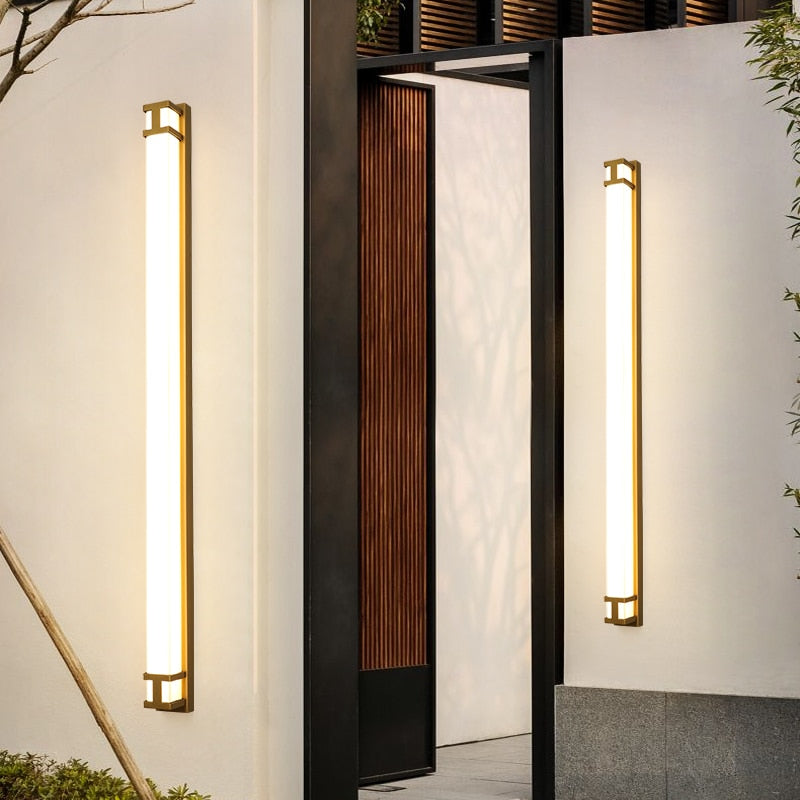 Neue Außenwandlampe, IP65 wasserdichte LED Langlichter, Garten Villa Veranda Wandleuchte, Gold/Schwarz, 110V/220V, Verschiedene Längen - Unique Outlet