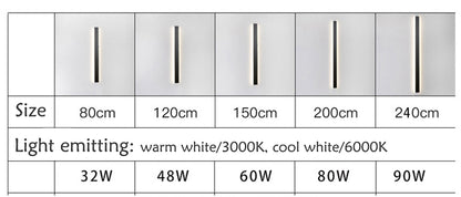 Wasserdichte LED-Außenwandleuchte, Längliche Form, IP65, Aluminium, Garten- und Villen-Beleuchtung, Verschiedene Größen von 30cm bis 240cm - Unique Outlet