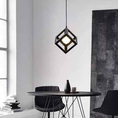 Moderne Quadratische Hängeleuchte in Schwarz & Weiß, Eisen, Ideal für Wohnzimmer, Essbereich und Kücheninsel - Unique Outlet