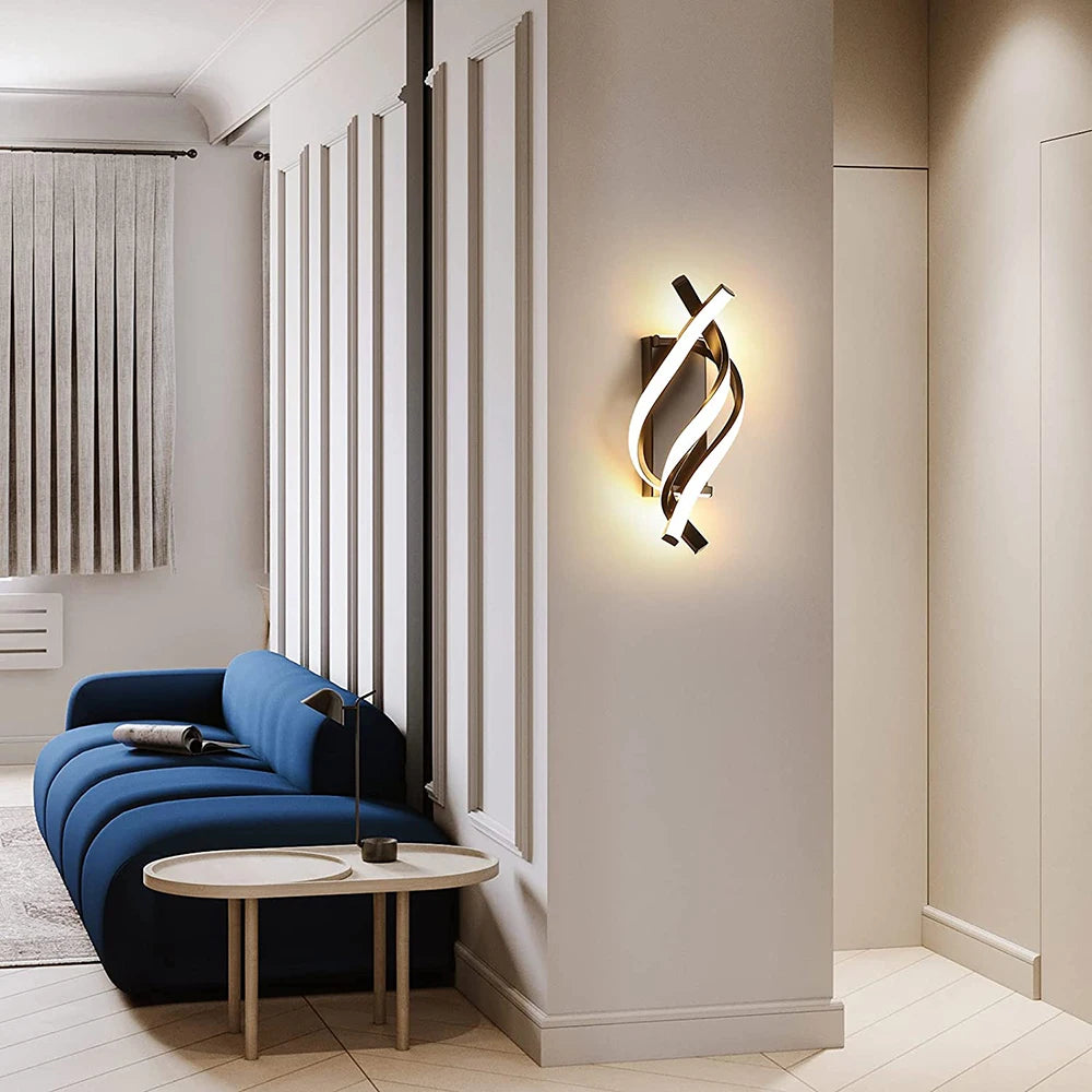Moderne LED-Wandlampe im Spiraldesign, Dimmbar, Energiesparend für Wohnzimmer, Schlafzimmer, Studierzimmer und Balkondekoration - Unique Outlet