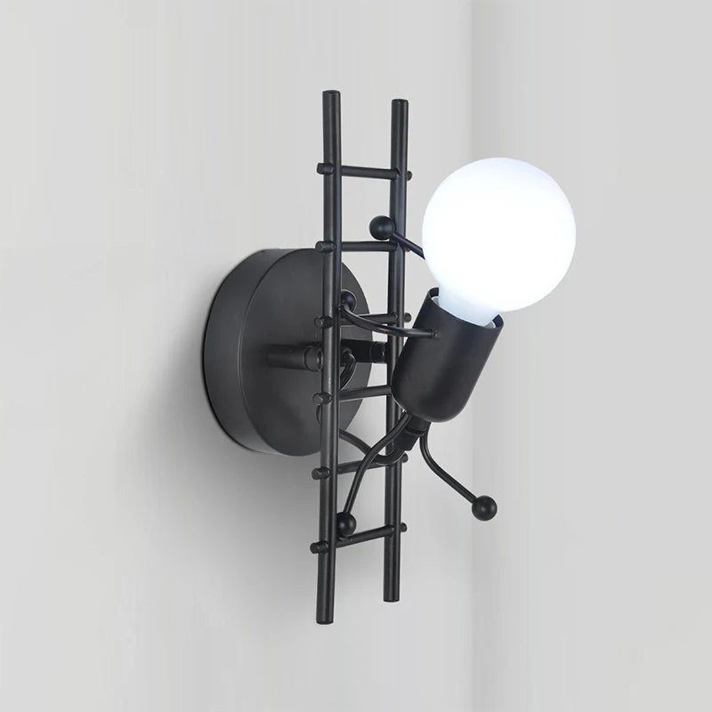 Kreative Wandlampe im Cartoon-Roboter-Design aus Metall, LED-Wandleuchte für Kinderzimmer, E27/220V - Unique Outlet