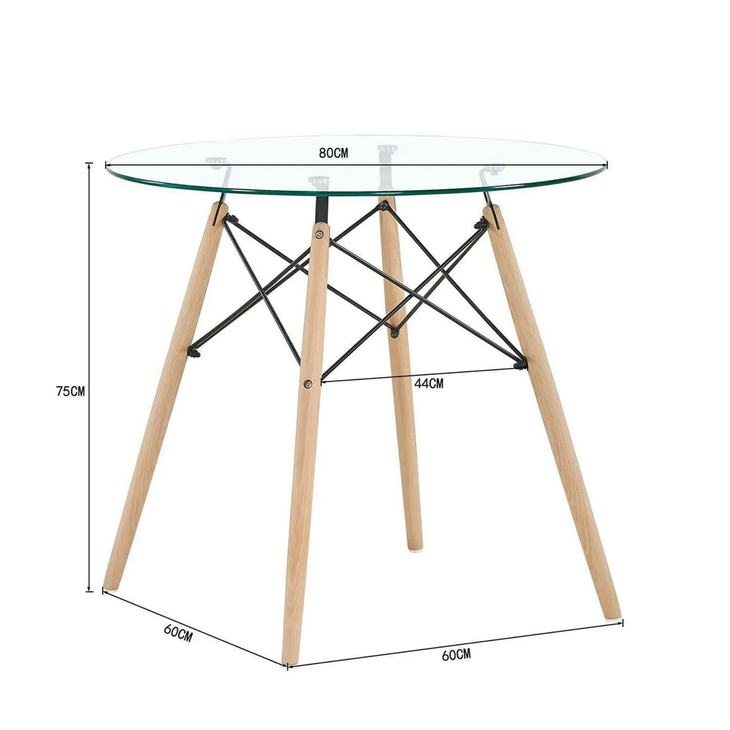 Skandinavisches Esszimmer-Set – 4 Patchwork-Stühle & Runder Glastisch, Modernes Design für Küche und Essbereich - Unique Outlet
