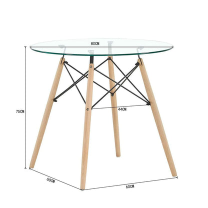Skandinavisches Esszimmer-Set – 4 Patchwork-Stühle & Runder Glastisch, Modernes Design für Küche und Essbereich - Unique Outlet