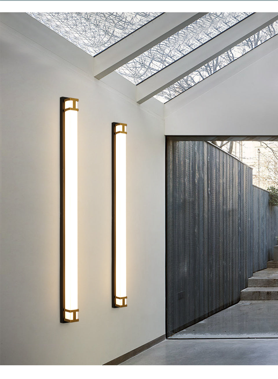 Neue Außenwandlampe, IP65 wasserdichte LED Langlichter, Garten Villa Veranda Wandleuchte, Gold/Schwarz, 110V/220V, Verschiedene Längen - Unique Outlet
