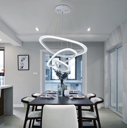 Neue Moderne Pendelleuchten für Wohn- und Esszimmer, 1/2/3/4 Kreisringe aus Acryl, LED-Deckenleuchte, Dimmbar mit Fernbedienung - Unique Outlet