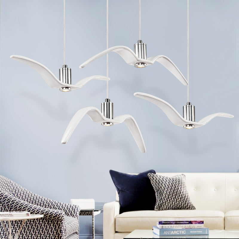 Design-Pendelleuchte aus Harz und Aluminium mit Vogelsilhouetten - Erhältlich in 2, 4, 6-teiligen Sets - Unique Outlet