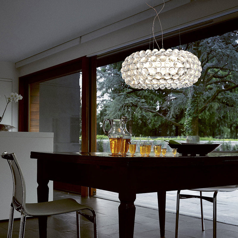 Moderne Acryl Pendelleuchten für Wohn- und Esszimmer, RS7 Glühbirne, in Transparent oder Gold, Durchmesser 35/50/65 cm - Unique Outlet