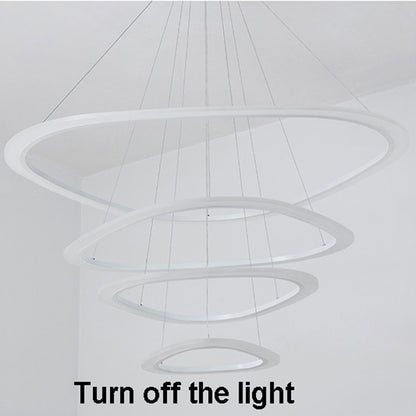 Neue Moderne Pendelleuchten für Wohn- und Esszimmer, 1/2/3/4 Kreisringe aus Acryl, LED-Deckenleuchte, Dimmbar mit Fernbedienung - Unique Outlet