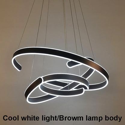 Moderne Pendelleuchten für Wohn- und Esszimmer, geometrische Ringform, aus Acryl und Aluminium, LED-Deckenlampe, AC90-230V - Unique Outlet