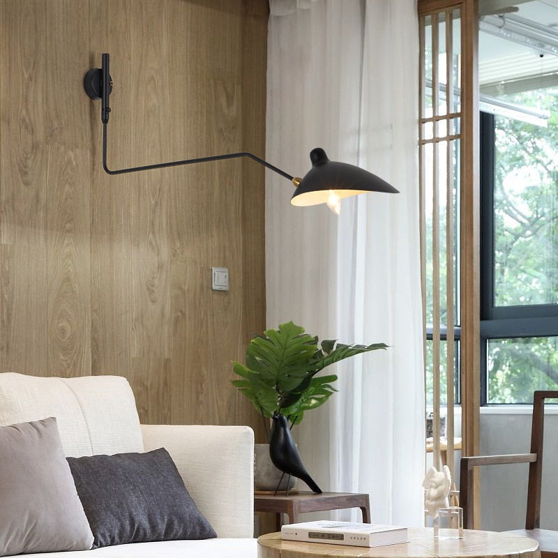 Moderne Industrielle Vintage Pendelleuchte, Drehbare Wandleuchte für Wohn- und Schlafzimmer, Loft-Stil, Schwarz oder Weiß - Unique Outlet