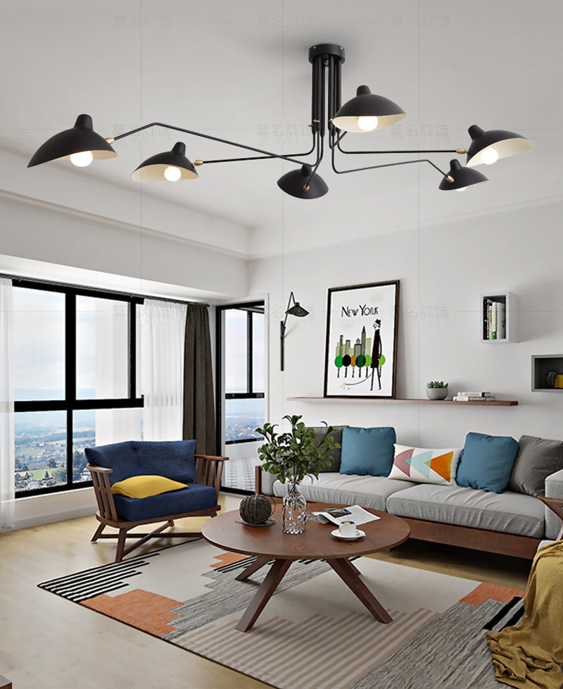 Moderne Industrielle Vintage Pendelleuchte, Drehbare Wandleuchte für Wohn- und Schlafzimmer, Loft-Stil, Schwarz oder Weiß - Unique Outlet