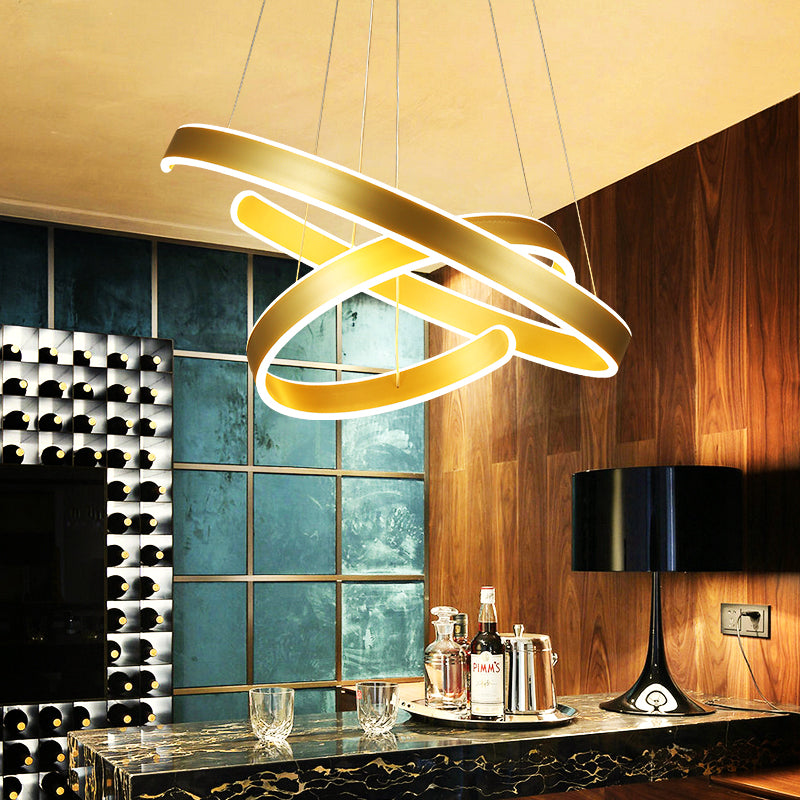 Moderne Pendelleuchten für Wohn- und Esszimmer, geometrische Ringform, aus Acryl und Aluminium, LED-Deckenlampe, AC90-230V - Unique Outlet