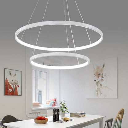 60/80/100cm Moderne Pendelleuchten für Wohn- und Esszimmer, Kreisringe aus Acryl und Aluminium, LED-Deckenlampen - Unique Outlet
