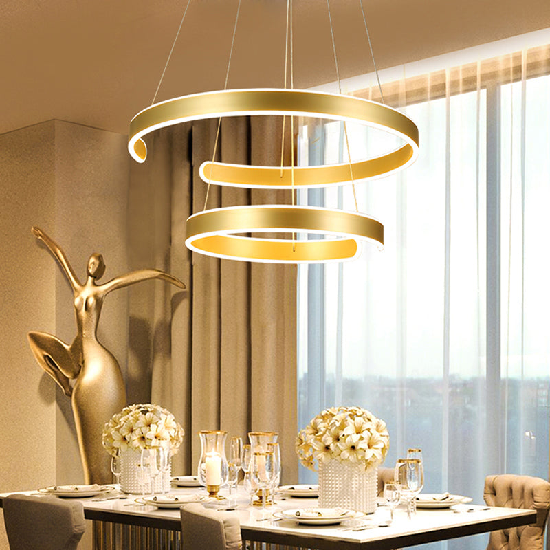 Moderne Pendelleuchten für Wohn- und Esszimmer, geometrische Ringform, aus Acryl und Aluminium, LED-Deckenlampe, AC90-230V - Unique Outlet