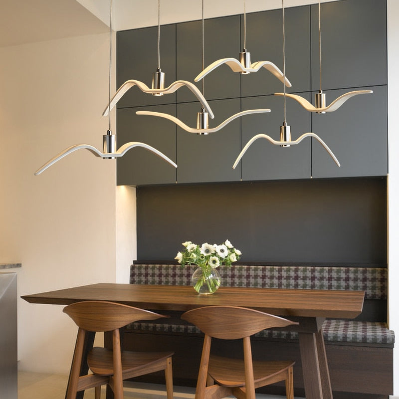 Design-Pendelleuchte aus Harz und Aluminium mit Vogelsilhouetten - Erhältlich in 2, 4, 6-teiligen Sets - Unique Outlet