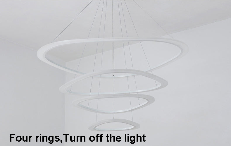 Neue Moderne Pendelleuchten für Wohn- und Esszimmer, 1/2/3/4 Kreisringe aus Acryl, LED-Deckenleuchte, Dimmbar mit Fernbedienung - Unique Outlet