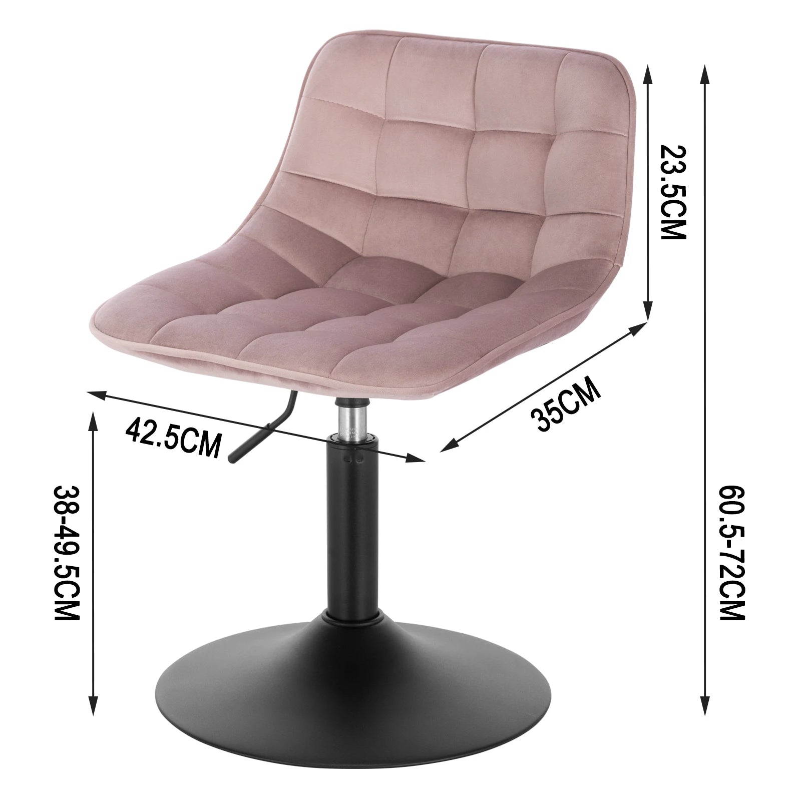 Barhocker aus Samt, Höhenverstellbar - Küchenhocker mit Rückenlehne, 360° Drehbar, für Zuhause, Bar, Küche - Unique Outlet