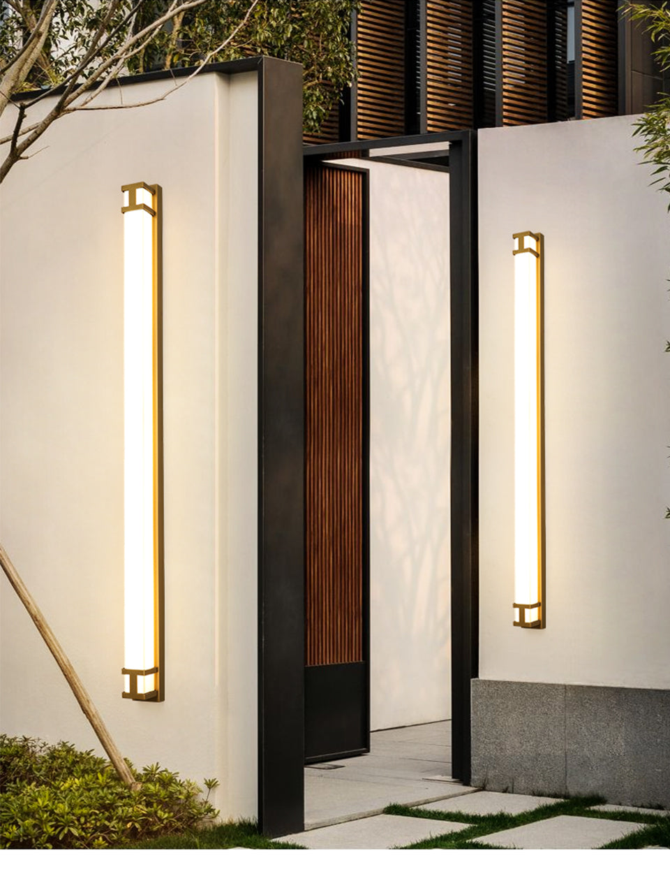 Neue Außenwandlampe, IP65 wasserdichte LED Langlichter, Garten Villa Veranda Wandleuchte, Gold/Schwarz, 110V/220V, Verschiedene Längen - Unique Outlet