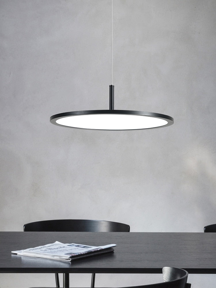 Kreative Scheiben-LED-Hängeleuchten in Schwarz oder Weiß - Modern, Einfach, Ultra-dünn - Ideal für Wohnzimmer, Schlafzimmer, Restaurant, Bar, Café - Unique Outlet