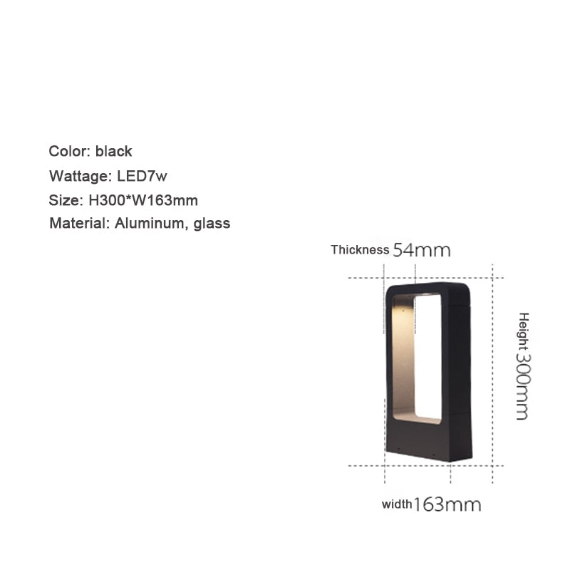 LED-Gartenleuchten, Rasenlampe, IP65 Wasserdicht, 7W, Moderne Aluminiumsäulenleuchte, Ideal für Außenhöfe und Villenlandschaften - Unique Outlet